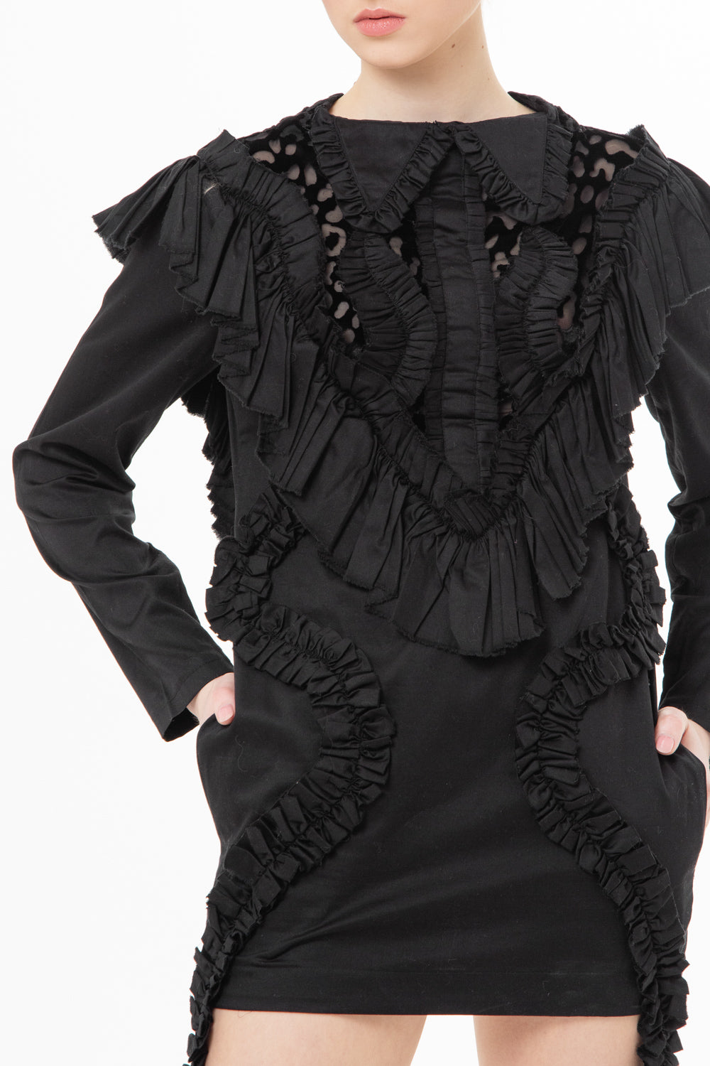 Mini dress with frill