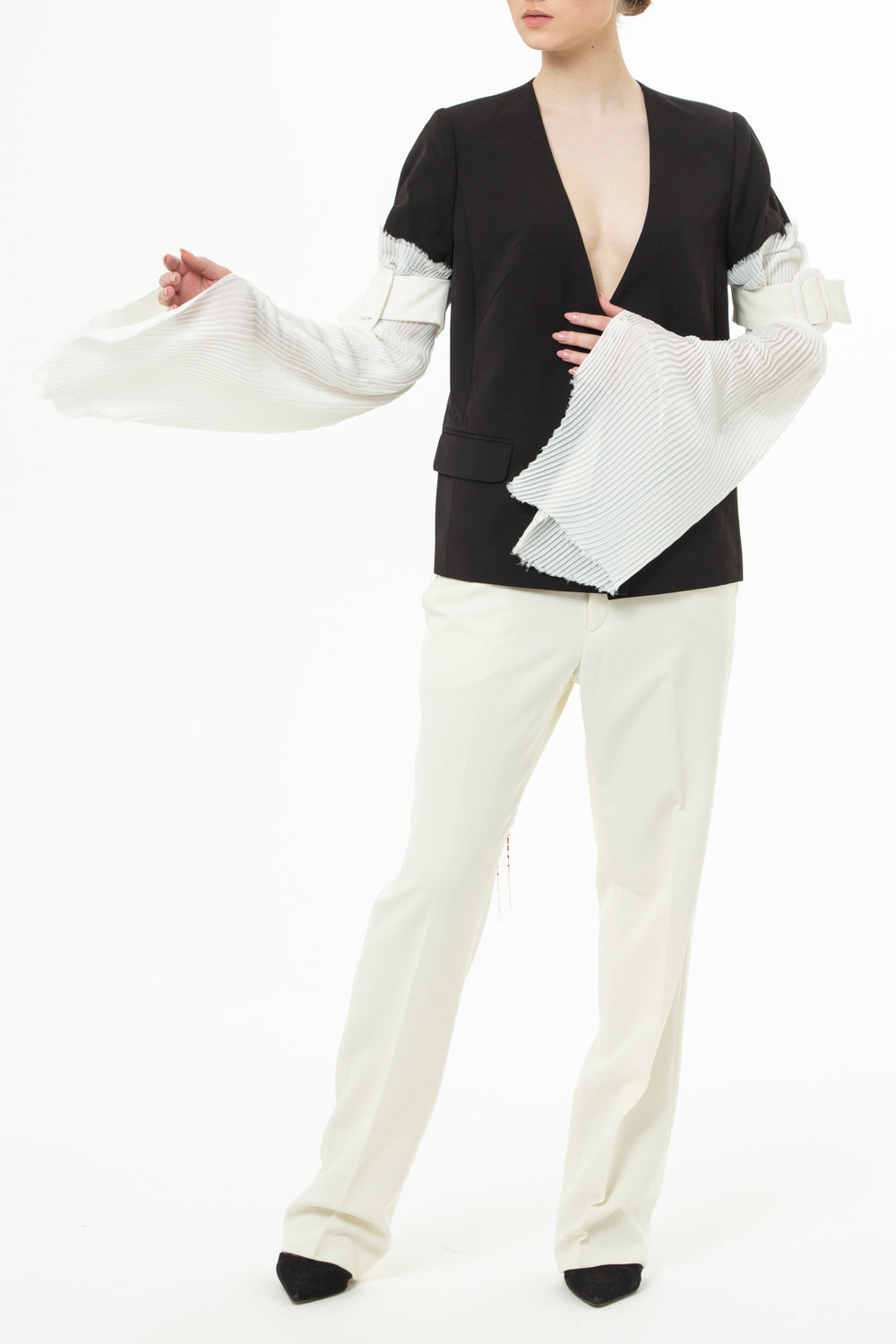 Jacket with contrasting sleeves