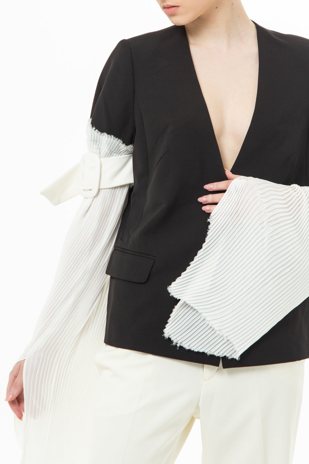 Jacket with contrasting sleeves