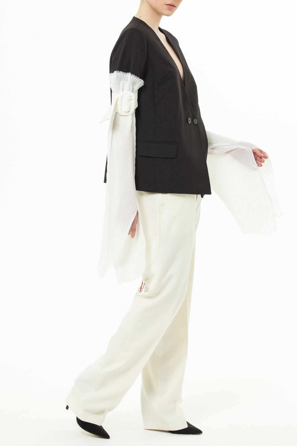 Jacket with contrasting sleeves